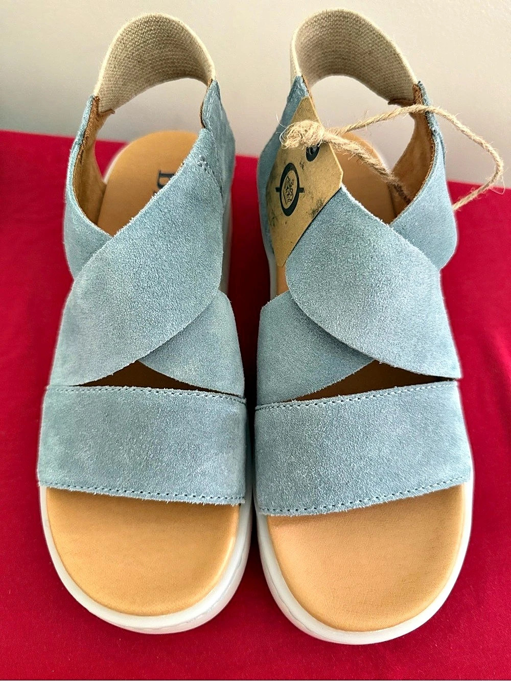 Born Norus Leather Cross-Strap Sandals Blue US 8
